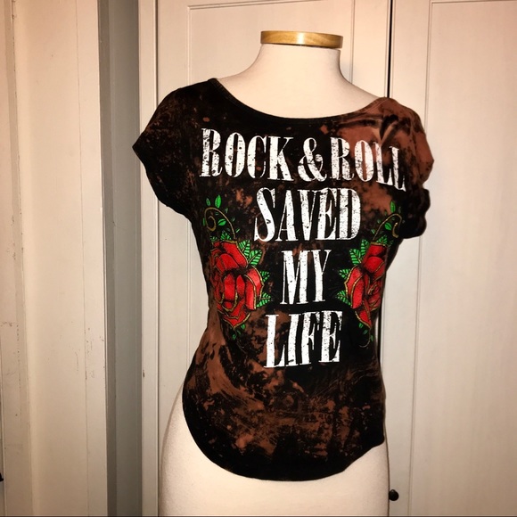 Black Rock & Roll t-shirt roses bleach graphic - Picture 6 of 8